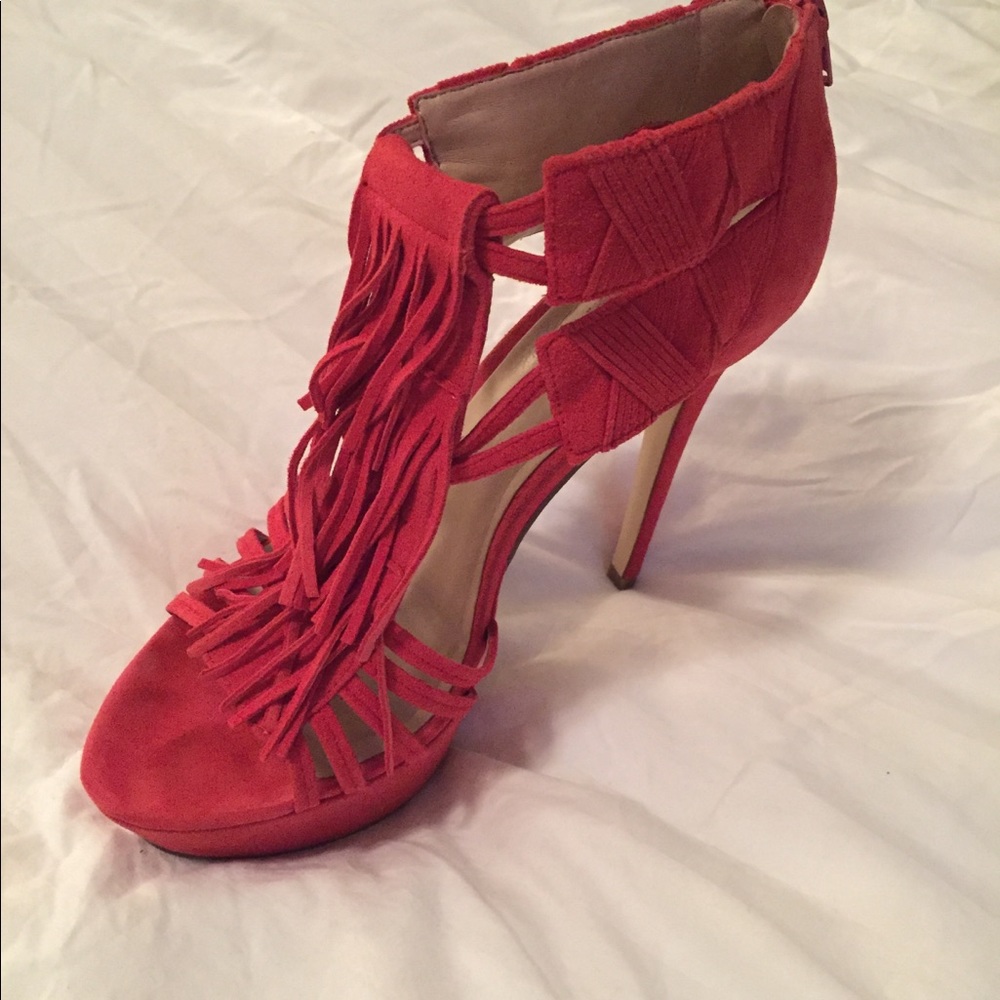 Sexy Red Fringe Suede heels - size 9